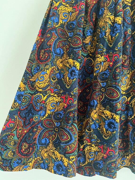 1980s baroque paisley print primary colour flared… - image 4