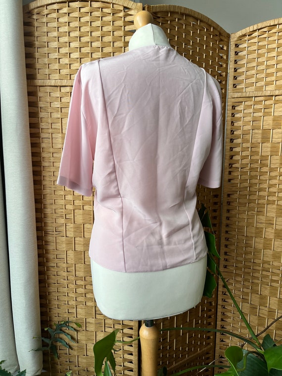 1980s pastel pink blouse S M // 80s does 1940s pr… - image 5