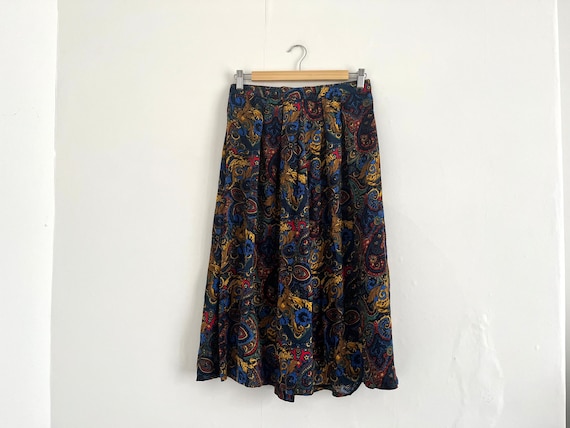 1980s baroque paisley print primary colour flared… - image 1