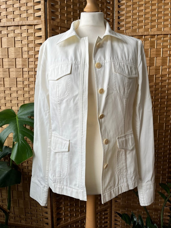 Vintage Jaeger white chore jacket S 12 // y2k fre… - image 2