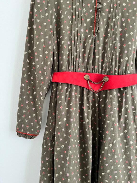 1970s prairie dress khaki cotton mix ditsy floral… - image 5