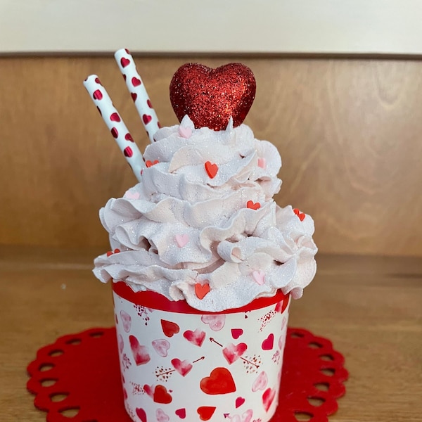 Valentine Fake Bake Cupcakes, Valentines Tiered Tray Decor, Kitchen Coffee Bar Faux Desserts,  Valentines Day Decor, Unique Friendship Gift