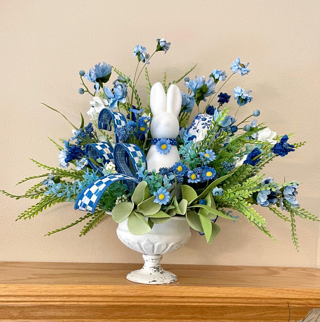 Easter Bunny Centerpiece, French Country Floral Table Arrangement ...