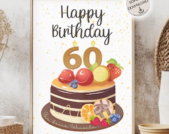 Cash gift for 60th birthday | Last-minute gift for 60th birthday PDF instant download | Cash gift | Fiftieth birthday gift