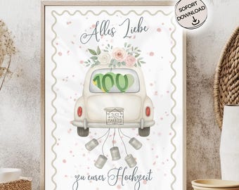 Wedding gift money Money gift Wedding Last Minute PDF Instant Download Gift for the bride and groom Wedding gift for money