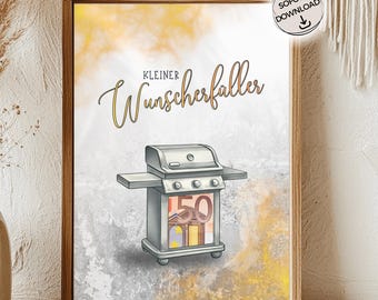 Grill Geldgeschenk Geburtstag Mann Geldgeschenk Grill Gutschein Last Minute Geschenk PDF Download Geld schenken Mann Männergeschenk Grill