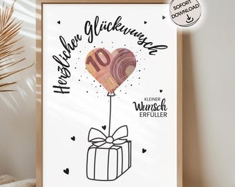 Geldgeschenk Geburtstag | Wunscherfüller | Last Minute Geschenk zum Geburtstag PDF Sofort Download | Geschenk | Geburtstagsgeschenk Geld
