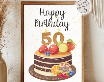 Regalo en efectivo para tu 50 cumpleaños | Regalo de último minuto para tu 50 cumpleaños (descarga instantánea en PDF) | Regalo en efectivo | Regalo para tu 50 cumpleaños