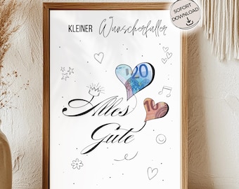 Geldgeschenk Geburtstag | Kleiner Wunscherfüller | Last Minute Geschenk zum Geburtstag PDF Sofort Download | Geschenk | Geburtstagsgeschenk