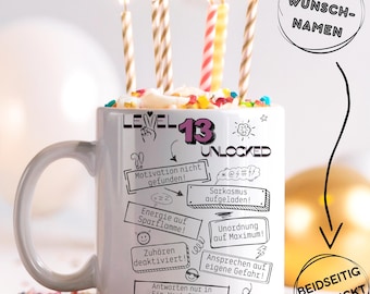 Pagma Druck Tasse „13 Official Teenager“ – Geschenk Für 13. Geburtstag Mädchen – Spülmaschinenfest, Beidseitig Bedruckt, 330 Ml
