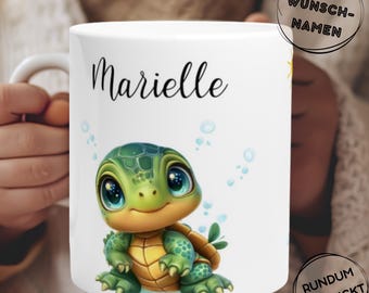 Taza de regalo personalizada para niños Regalos para niños Regalo personalizado de tortuga para niños Taza para niños con nombre