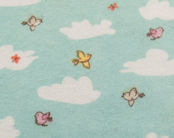 0.50 m flannel “Playful Cuties” birds/clouds light blue 16.00EUR/meter 3 Wishes Fabric