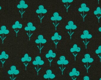 0,50m/0.54yd BW „Clovers – Front Yard" schwarz/türkis 20EUR/m Cotton + Steel