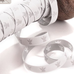 Webband Christkind weiß/silber gold/silber rot/weiß 9mm Händisch-Design | Weihnachtsgeschenkband
