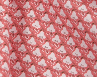 Cotton poplin fabric “Eliaza” with small floral pattern in strawberry red Hilco 0.50 m | 0.54 yd