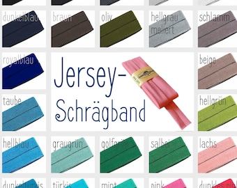 Jersey bias binding various colours folded 40/20 mm 3 m/3.28yd (1.27EUR/meter) elastic edging tape for stretchy fabrics