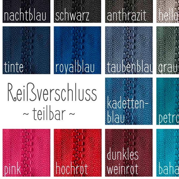 Reißverschluss teilbar 70-75-80cm P60 Werra verschiedene Farben Opti