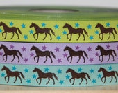 Webband quot Horses with Stars quot mint maigrün lilac
