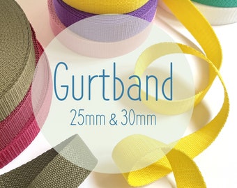 3m Gurtband 25 | 30mm viele Farben Polypropylen | robustes, weiches Taschenband für Rucksäcke, Schlüsselanhänger und Taschenn