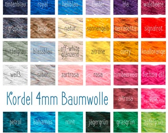 3m drawstring bag cord, 4mm cotton, 1EUR/meter | Cord for hoodies and hoods | Braided cord