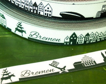 Cinta tejida Bremen Skyline negro/blanco verde/blanco