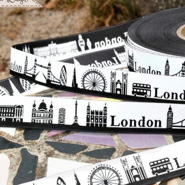 London Skyline Webband schwarz/weiß