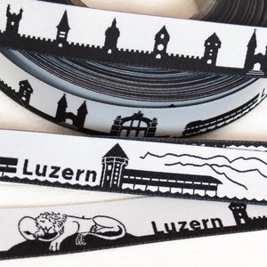 Luzern (Schweiz) Skyline Webband schwarz/weiß
