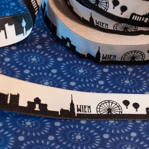 Wien Skyline Webband schwarz/weiß rot/weiß