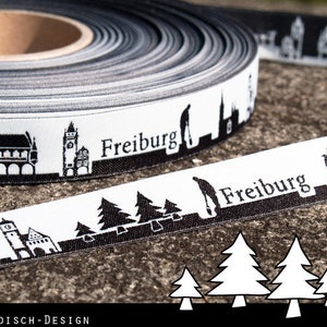 Freiburg Skyline Webband schwarz/weiß