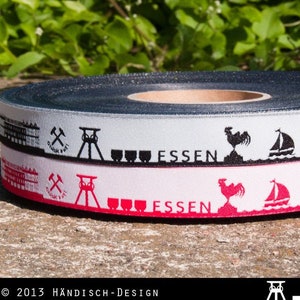Essen Skyline Webband schwarz/weiß rot/weiß