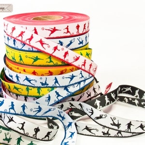 Football player black/white blue/white red/white green/white green/yellow black/red red/yellow woven ribbon image 1