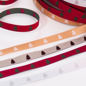 Webband Tannenbaum rot/grün weiß/silber gold/weiß natur/braun 9mm Händisch-Design