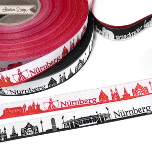Nuremberg Skyline woven ribbon black/white red/white image 7
