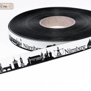 Nuremberg Skyline woven ribbon black/white red/white image 4