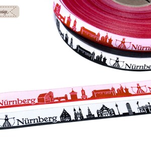 Nuremberg Skyline woven ribbon black/white red/white image 8