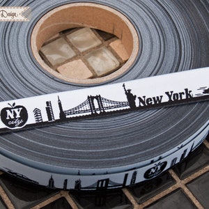 New York Skyline woven ribbon black/white image 4