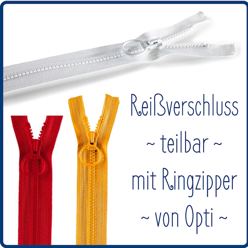 Reißverschluss teilbar 20cm Ring P40 verschiedene Farben Opti image 3