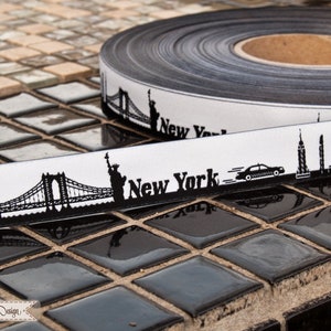 Ruban tissé New York skyline noir/blanc image 2