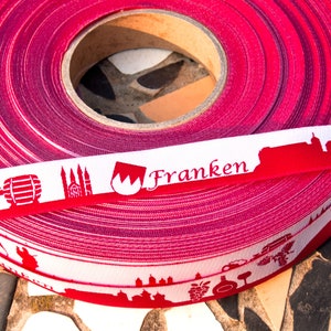 Franconia Skyline woven ribbon black/white red/white rot/weiß