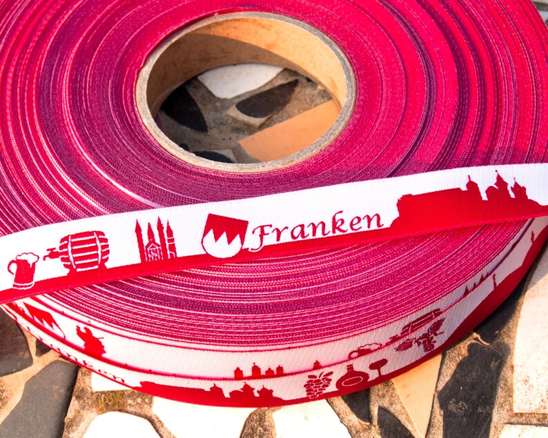 Franconia Skyline woven ribbon black/white red/white rot/weiß