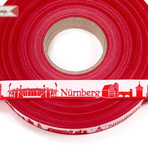 Nuremberg Skyline woven ribbon black/white red/white rot/weiß