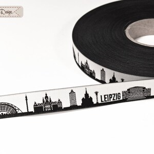 Leipzig Skyline woven ribbon black/white image 3