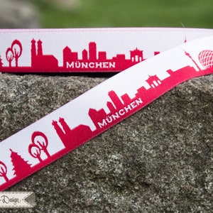 Munich skyline woven ribbon black, blue, red, turquoise with white image 9