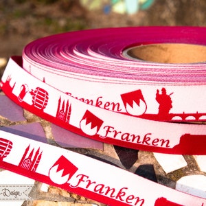Franconia Skyline woven ribbon black/white red/white image 7