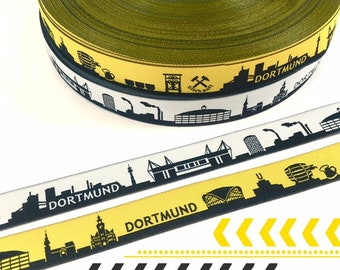 Dortmund Skyline woven ribbon black/yellow and black/white
