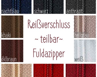 Separable zipper 30 cm 35 cm 40 cm Fulda S60 various colors Opti