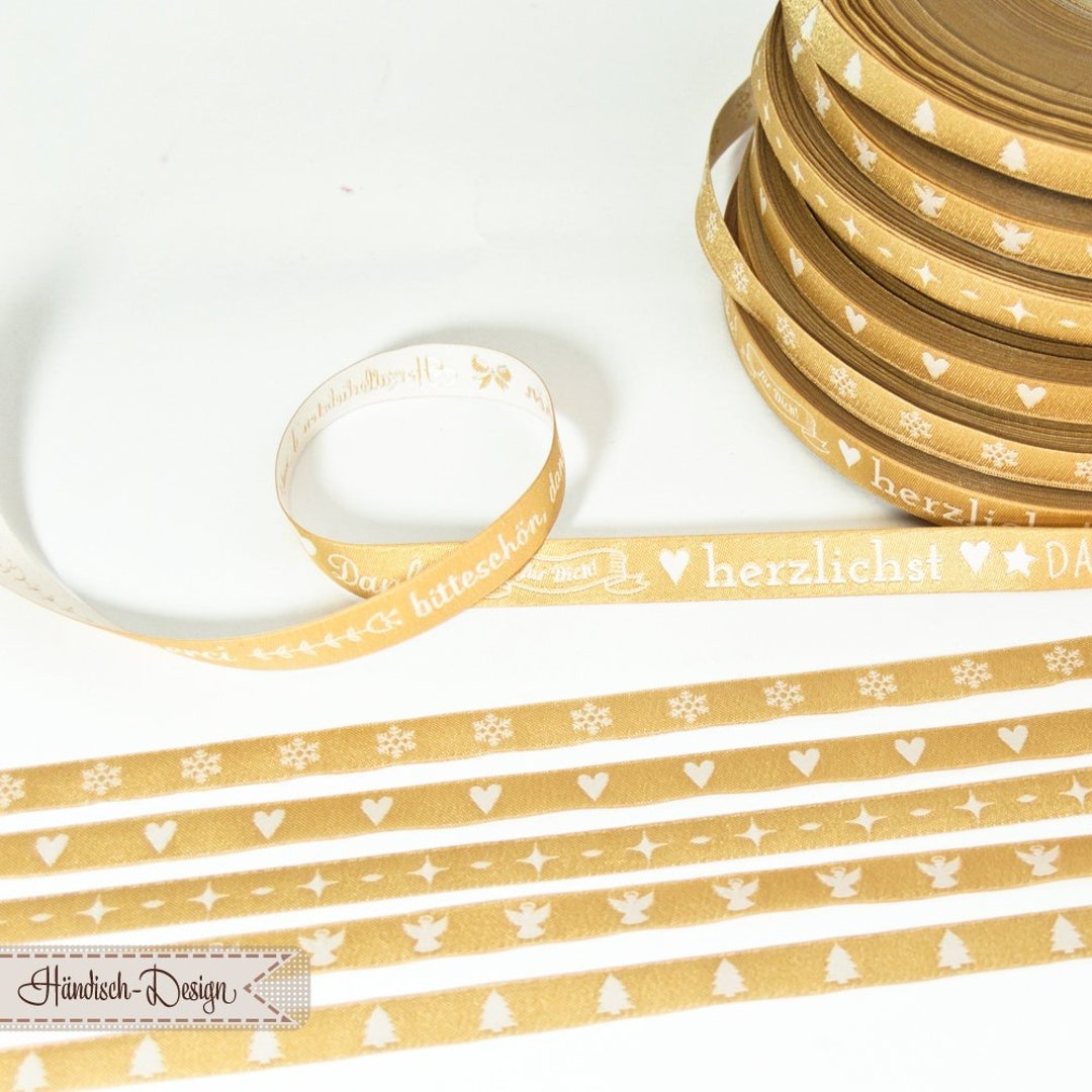 6m 096eur/m Webbandset Weihnachten Gold Händischdesign Etsy