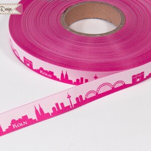 Cologne Skyline woven ribbon red/white black/white pink/white yellow/green for Cologne and Rhineland fans Sold by the meter image 8