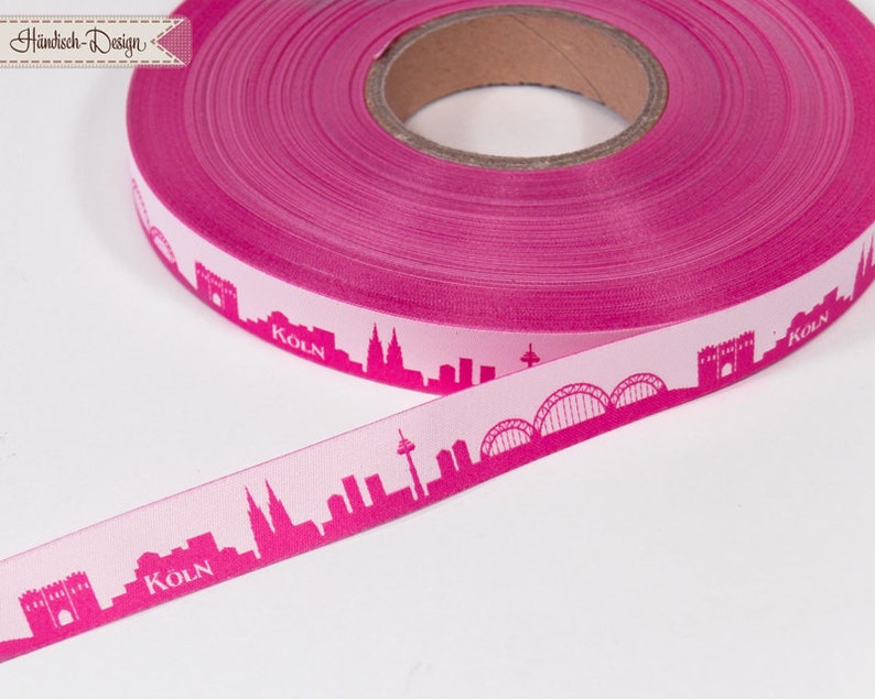 Cologne Skyline woven ribbon red/white black/white pink/white yellow/green for Cologne and Rhineland fans Sold by the meter image 8