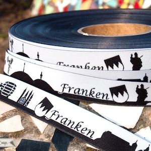 Franconia Skyline woven ribbon black/white red/white schwarz/weiß